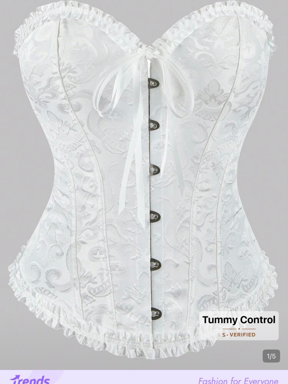 SHEIN White Floral Jacquard Strapless Corset Bustier